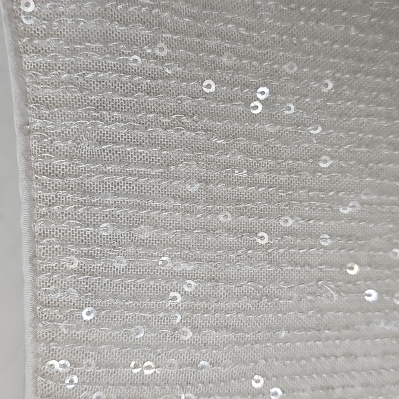 Stunning Winter White Sequined Fluted Hem Midi Fem Glam Coquette Girl Holiday - Picture 8 of 17